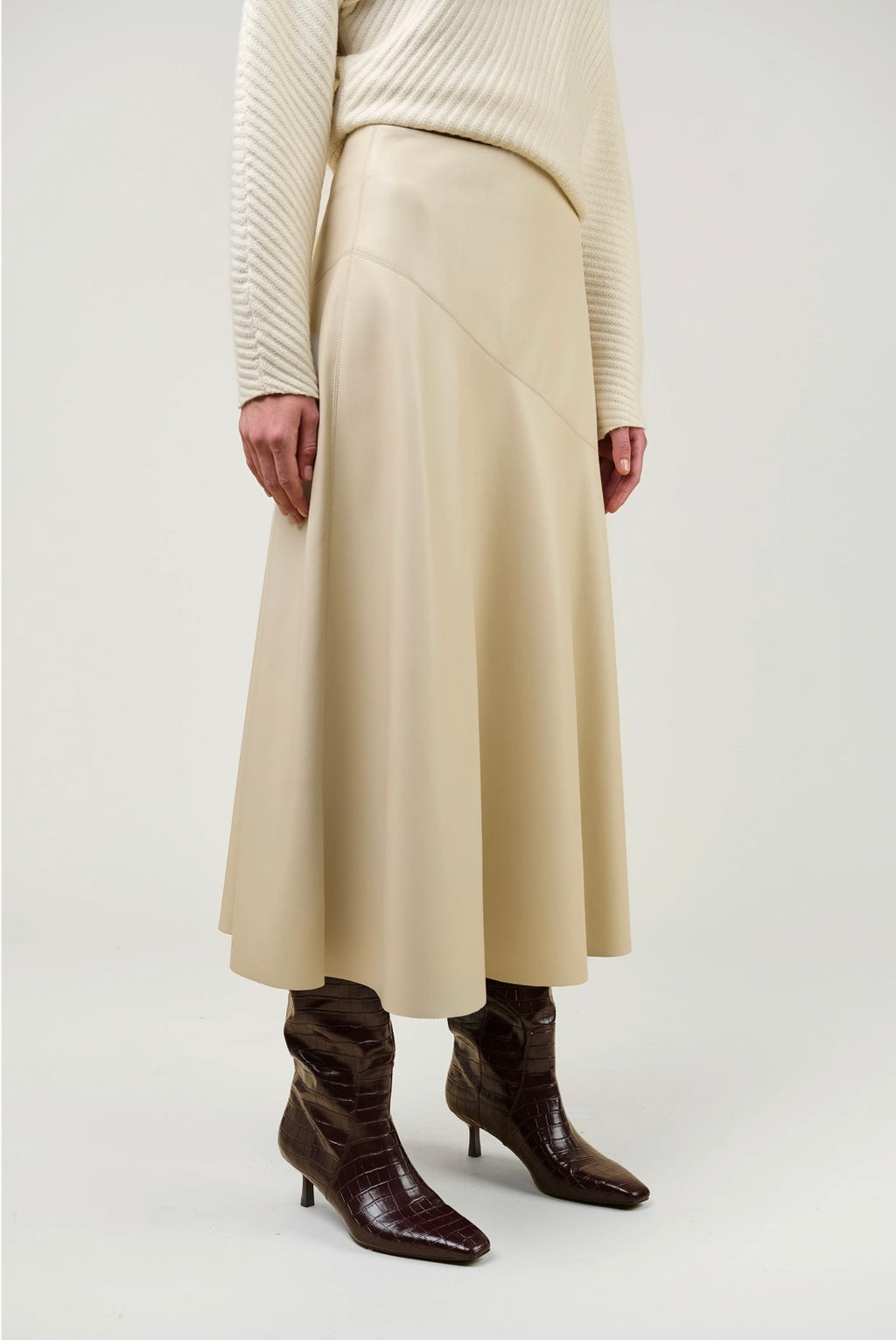 The Rana Fit and Flare Faux Leather Skirt
