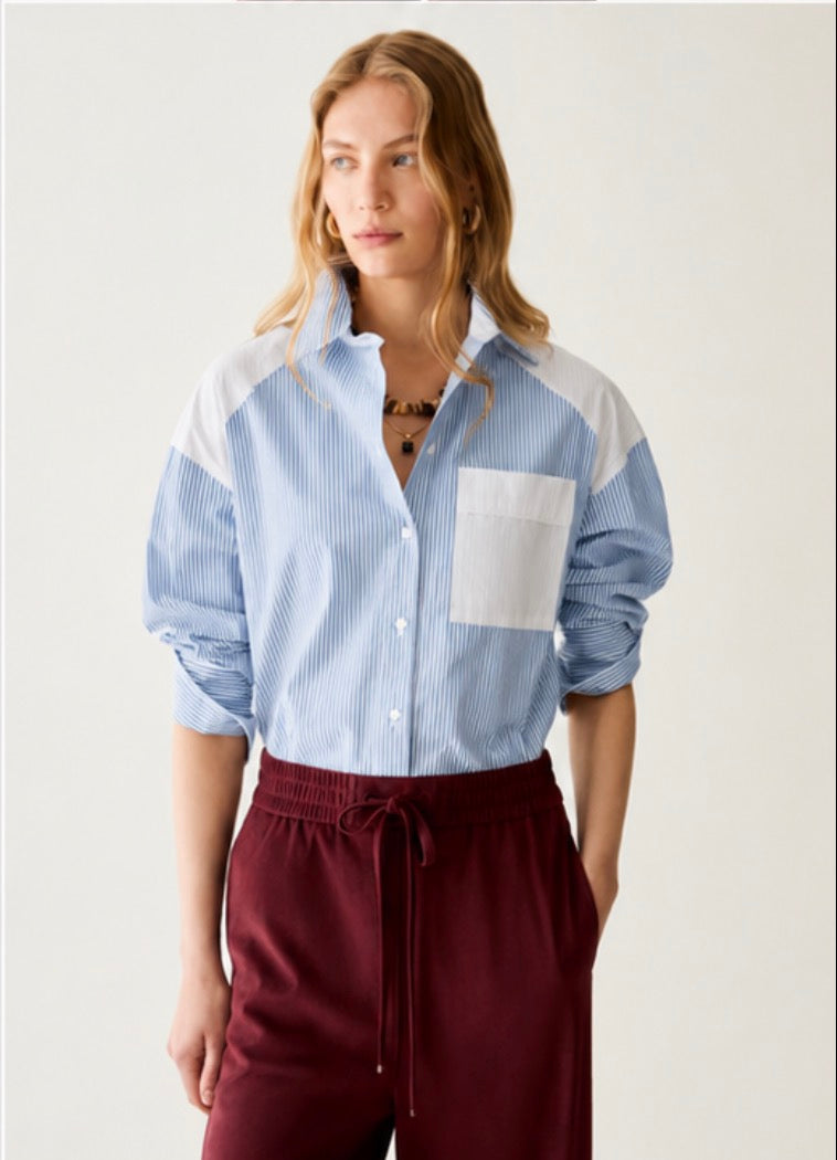 The Stripe Pocket Detail Blue Shirt