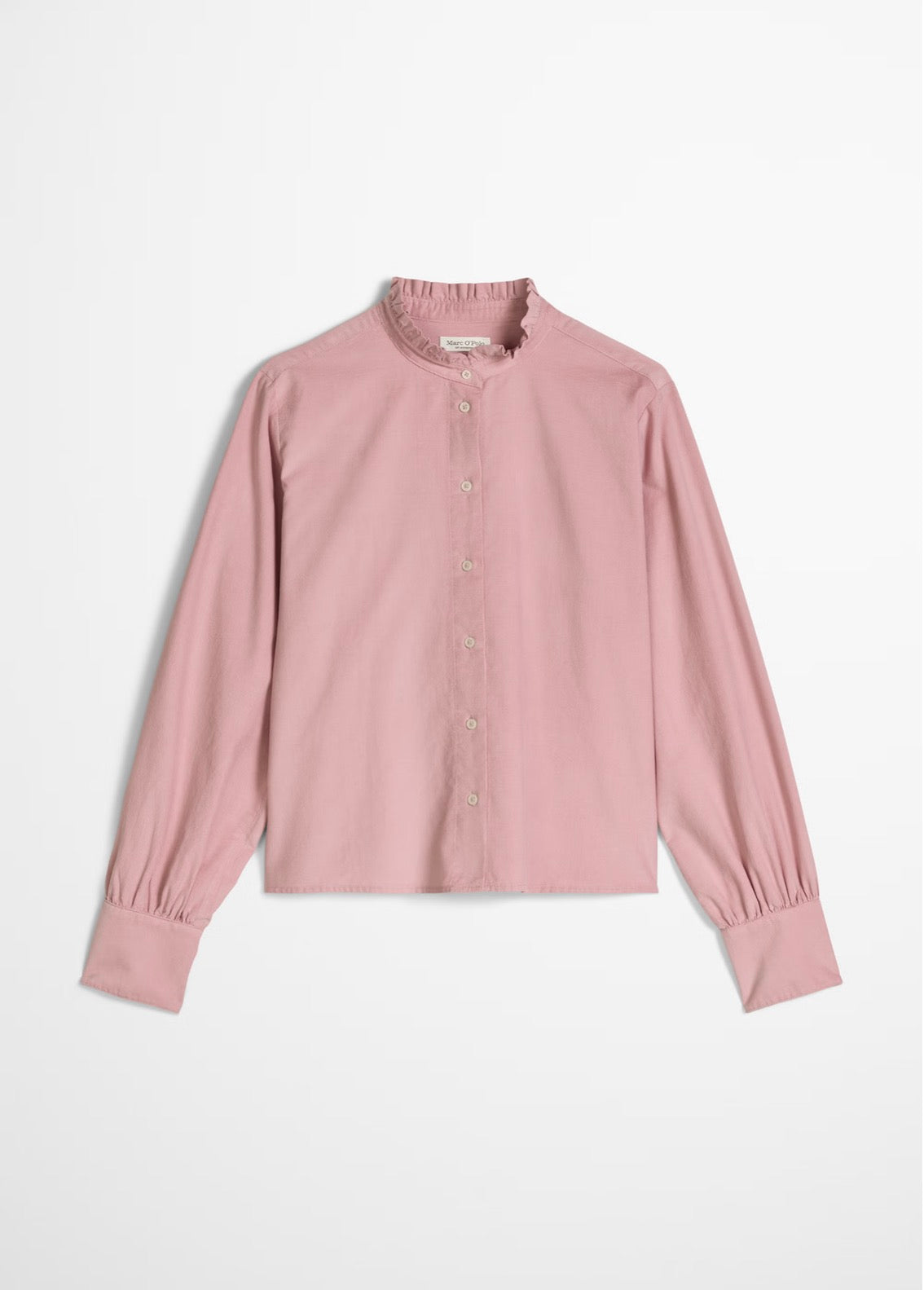 Misty Pink Corduroy Velvety Ruffle Blouse