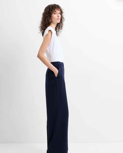 Alia Navy Pinstripe Trousers