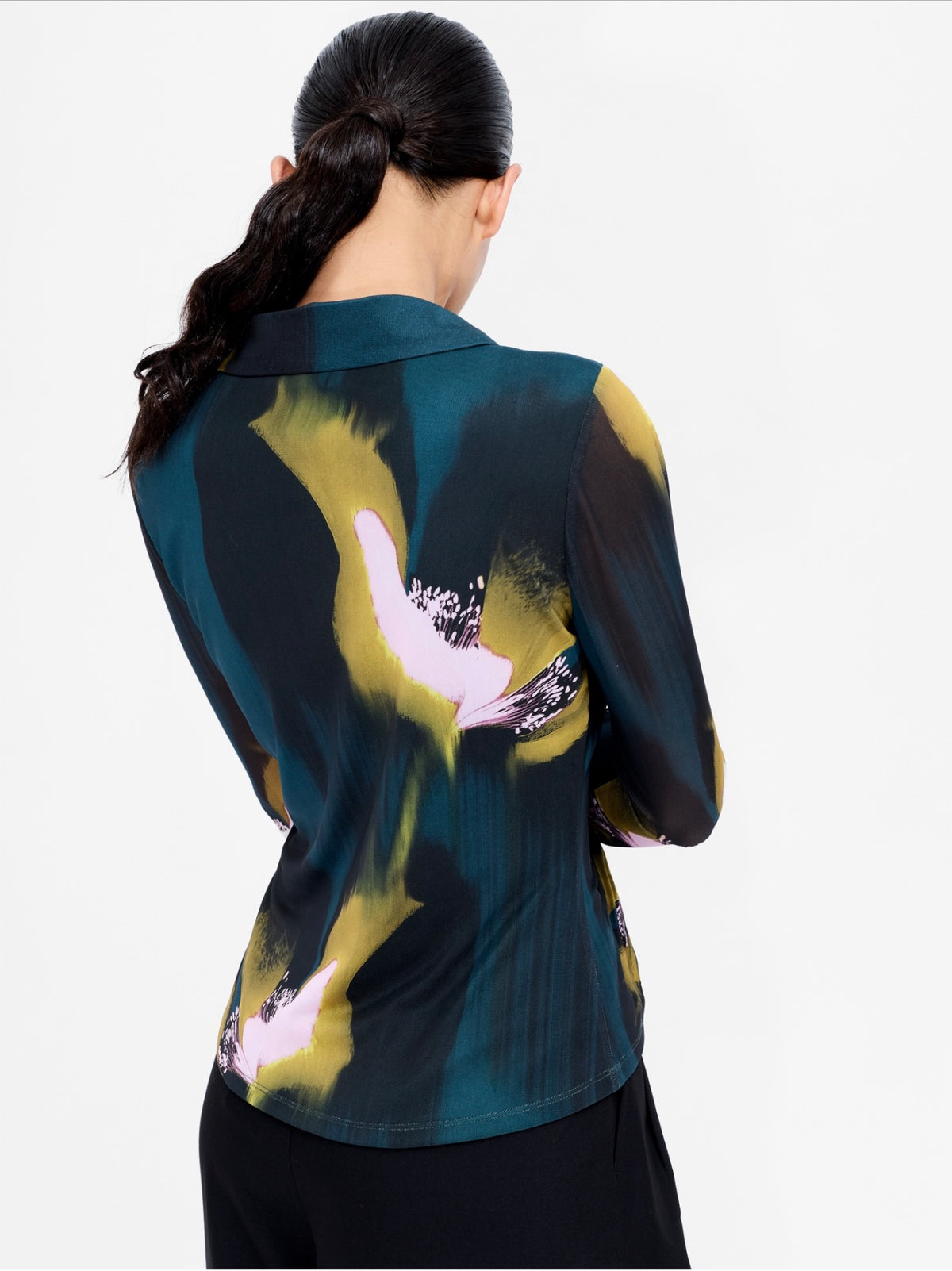 Kamila Green Pattern Mesh Top