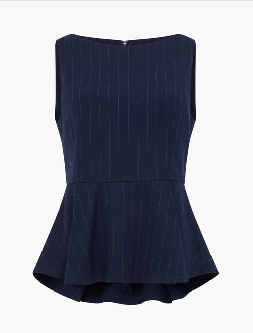 Alia Navy Pinstripe Peplum Top