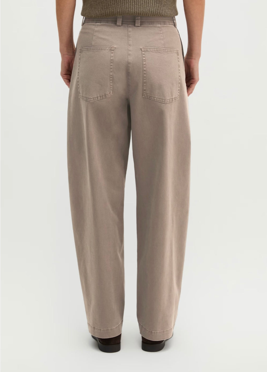 The Soft Twill Stone Taupe Barrel Trousers