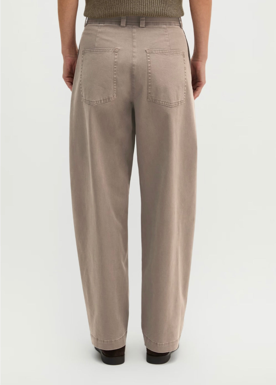 The Soft Twill Stone Taupe Barrel Trousers