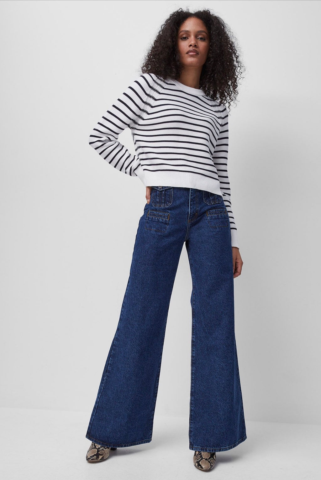 The Stripe Utility Blue and White Lily Knit