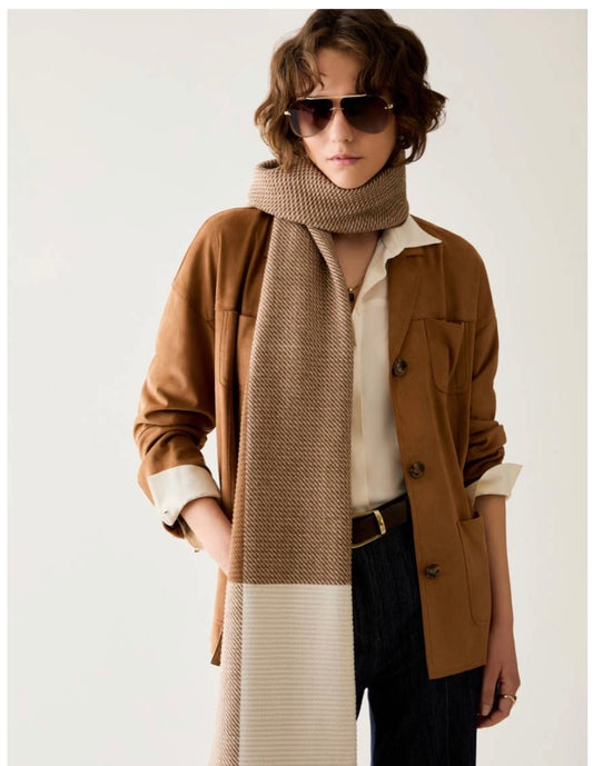 Pleated Camel Cream Scarf
