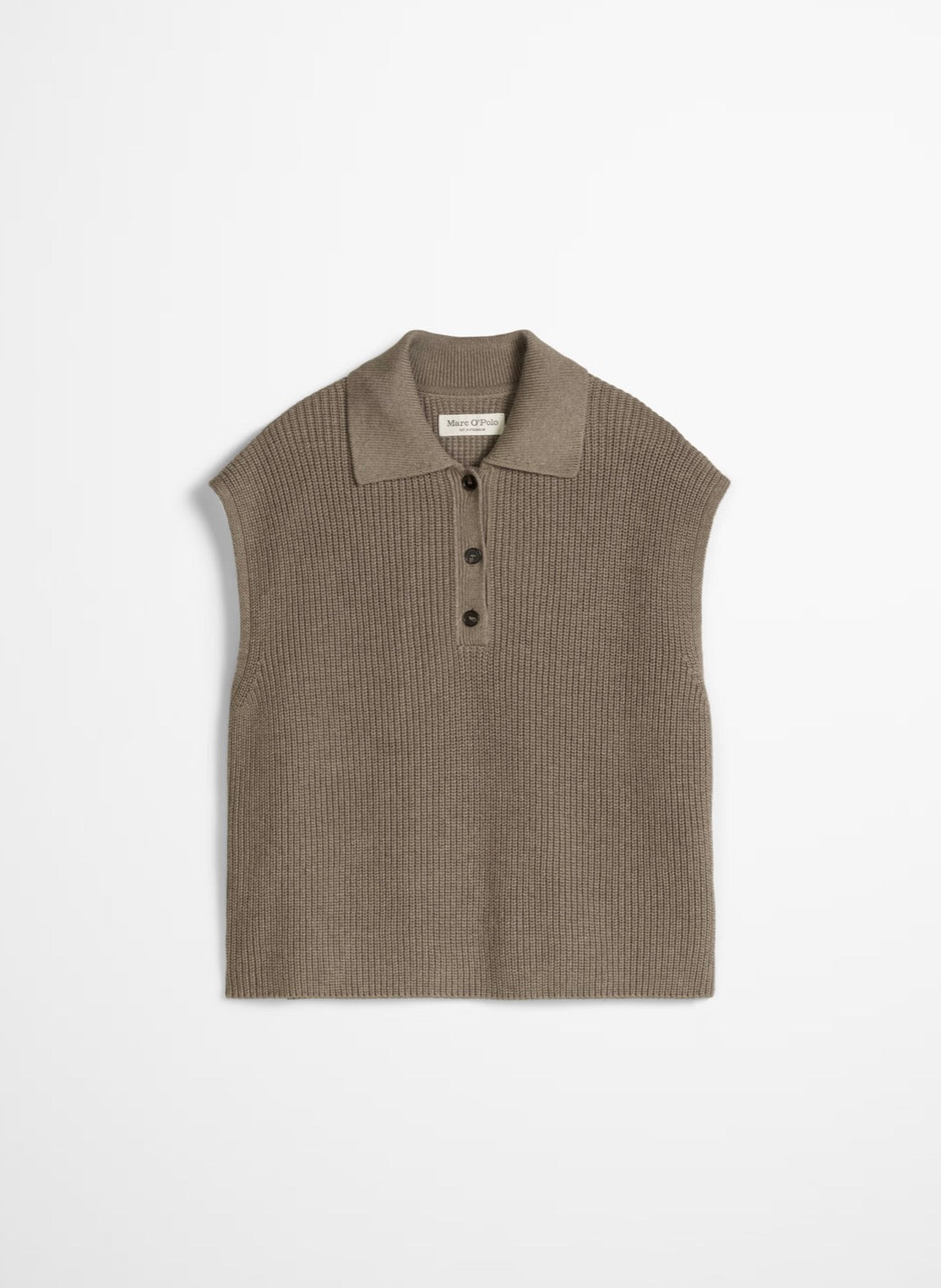The Relaxed Stone Taupe Button Vest Knit
