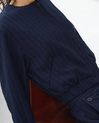 Alia Pinstripe Bomber Jacket