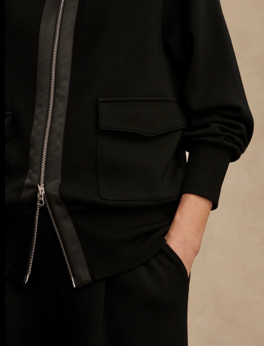Black Roxbury Zip-Through Sweat