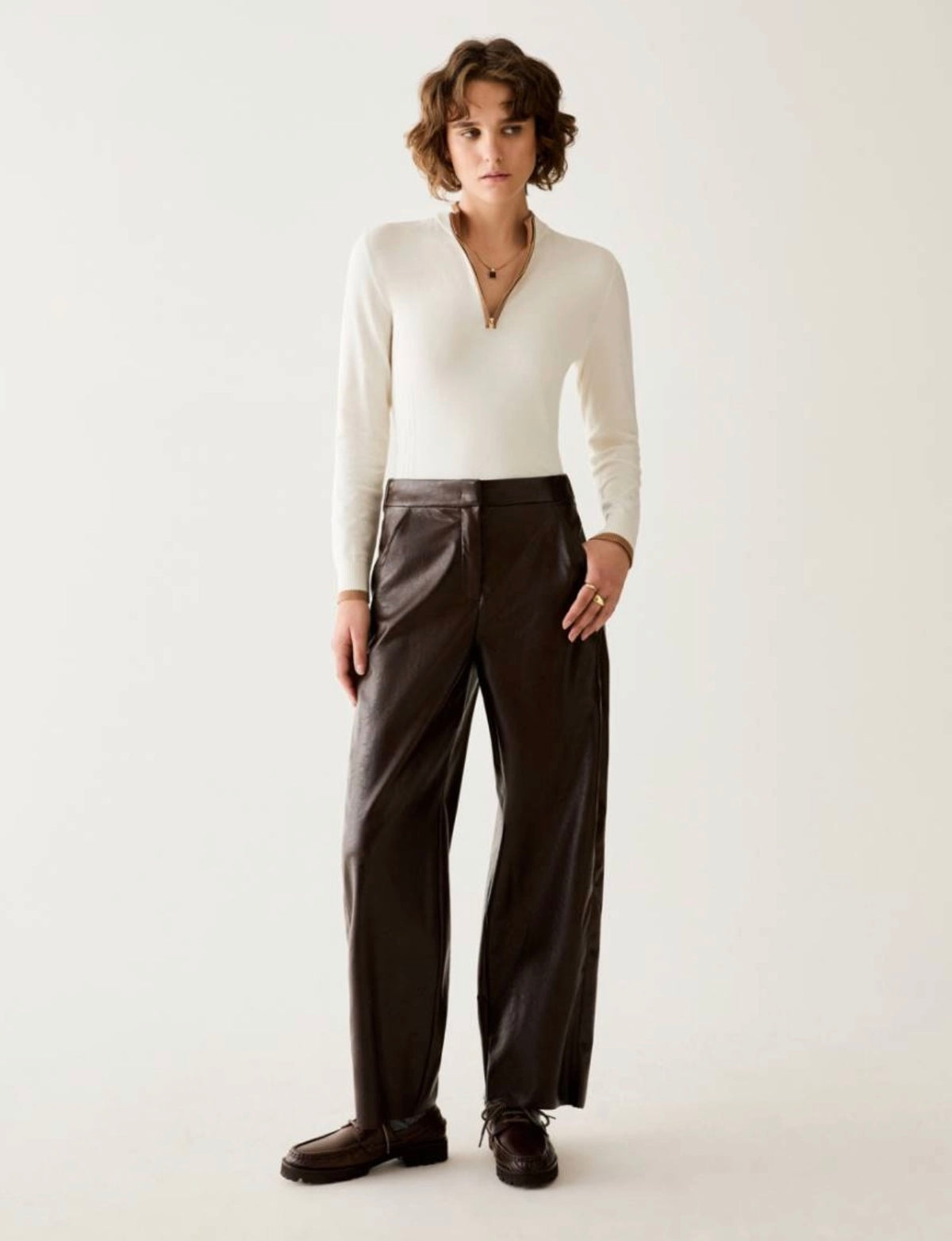 Coated Dark Brown Trousers