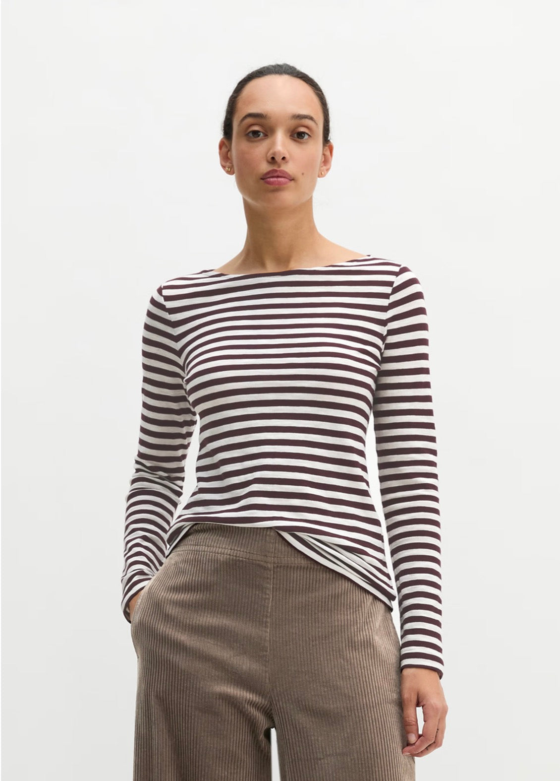 The Multi Dark Cherry Stripe Jersey Top
