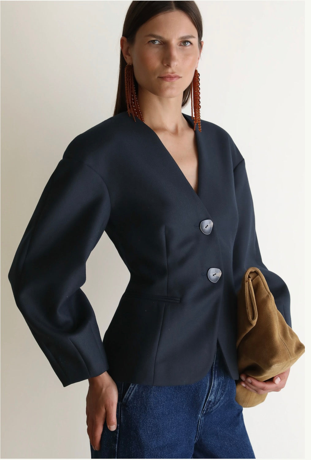 Sophia Navy Sculpted Blazer
