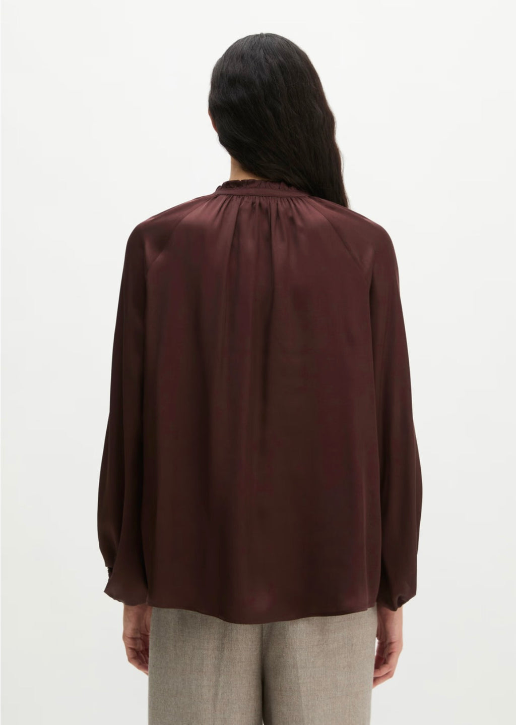 Relaxed Satin Dark Cherry Blouse