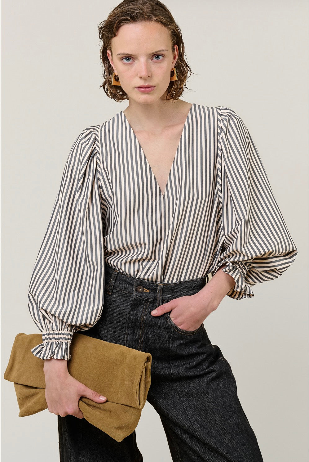 Remi Stripe V-Neck Blouse