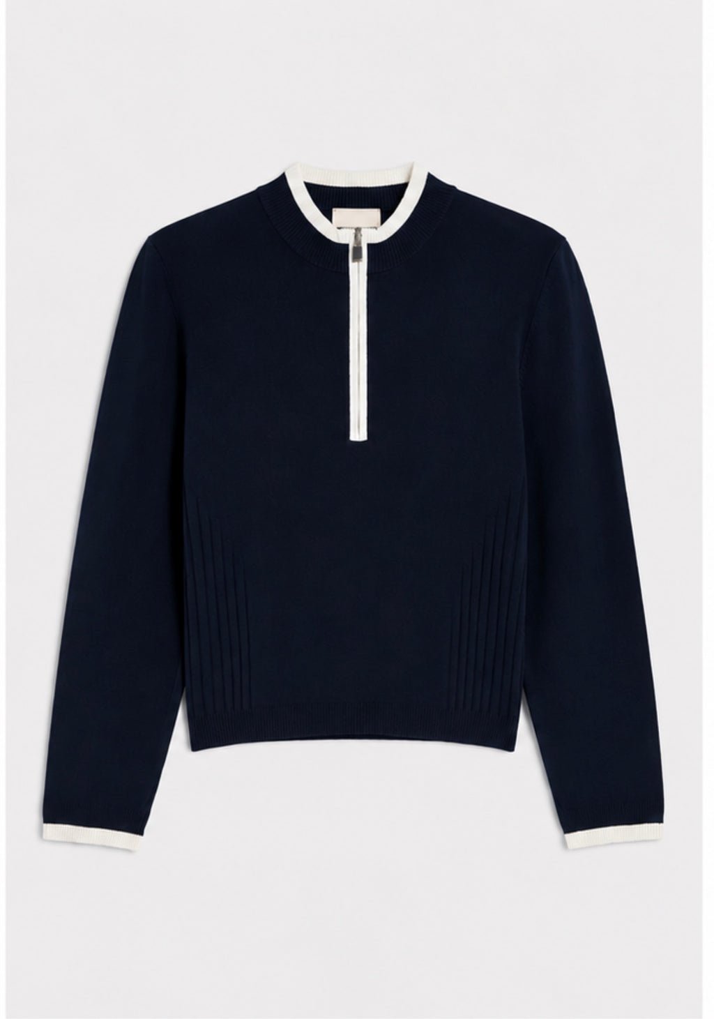 The Navy Trim Half Zip Knit