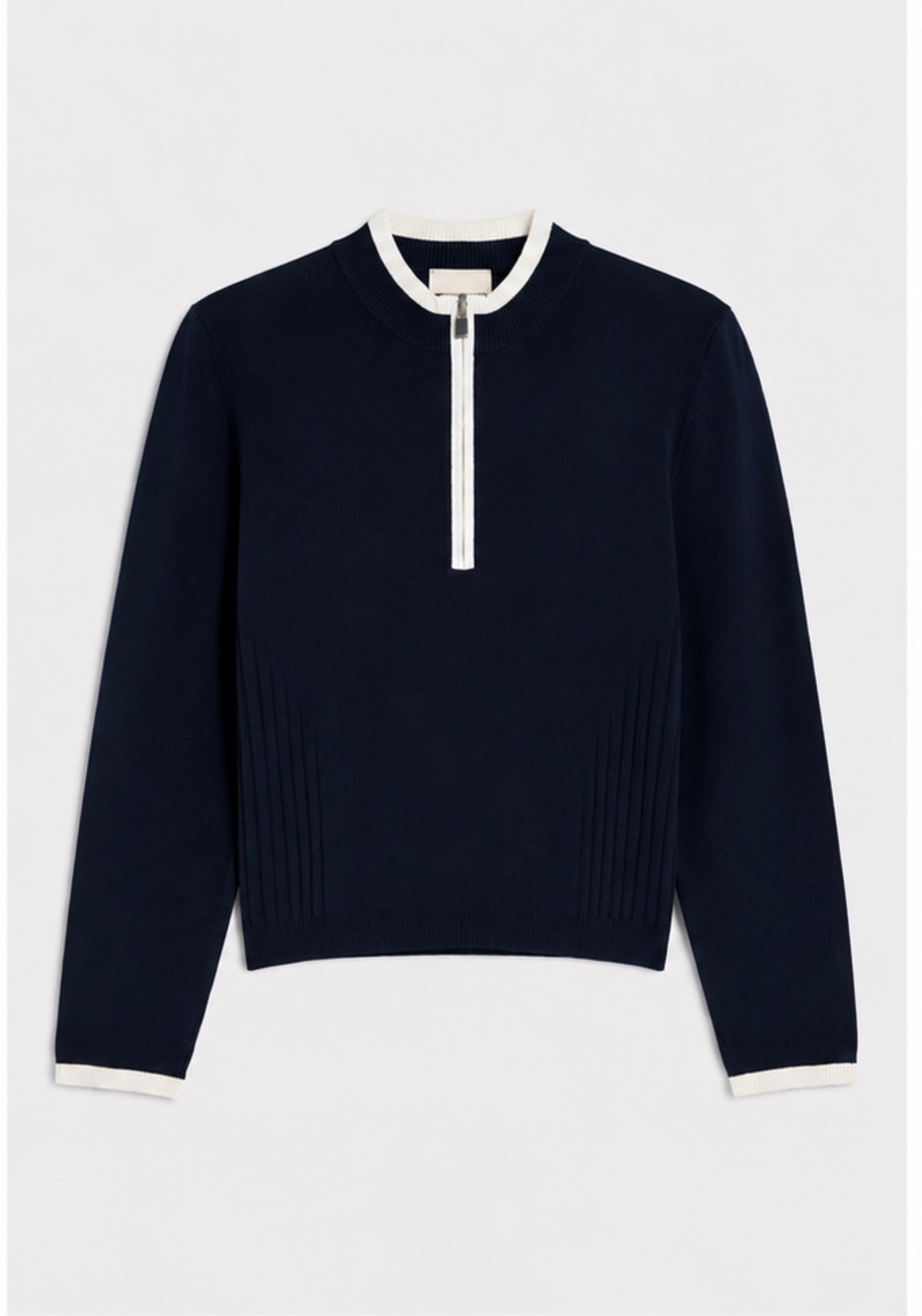The Navy Trim Half Zip Knit