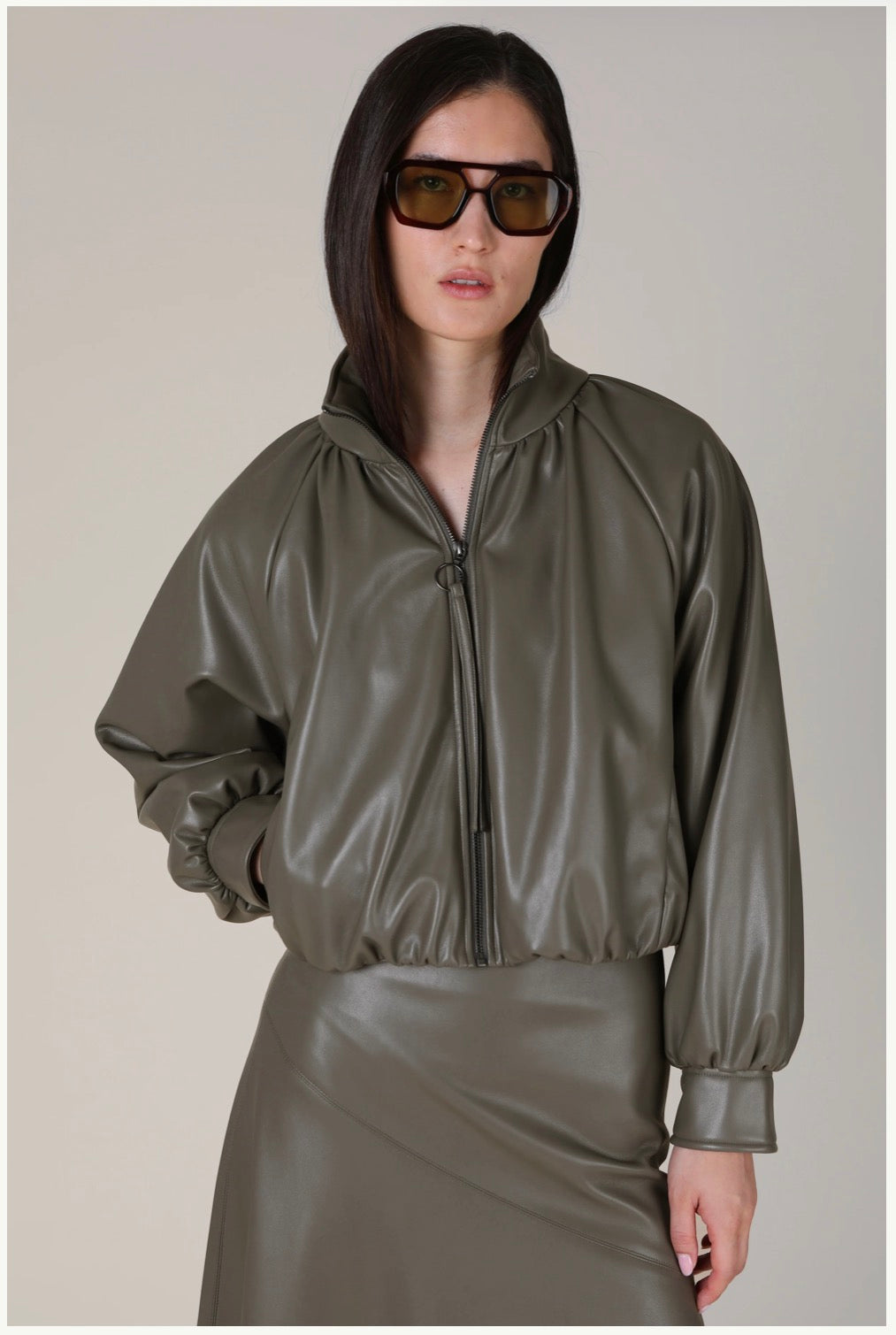Salomi Faux Leather Bomber