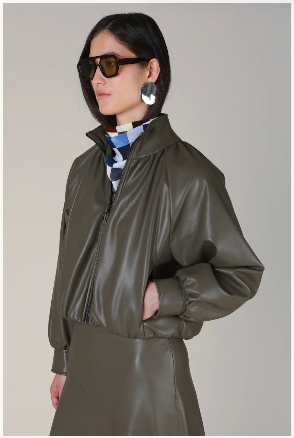 Salomi Faux Leather Bomber