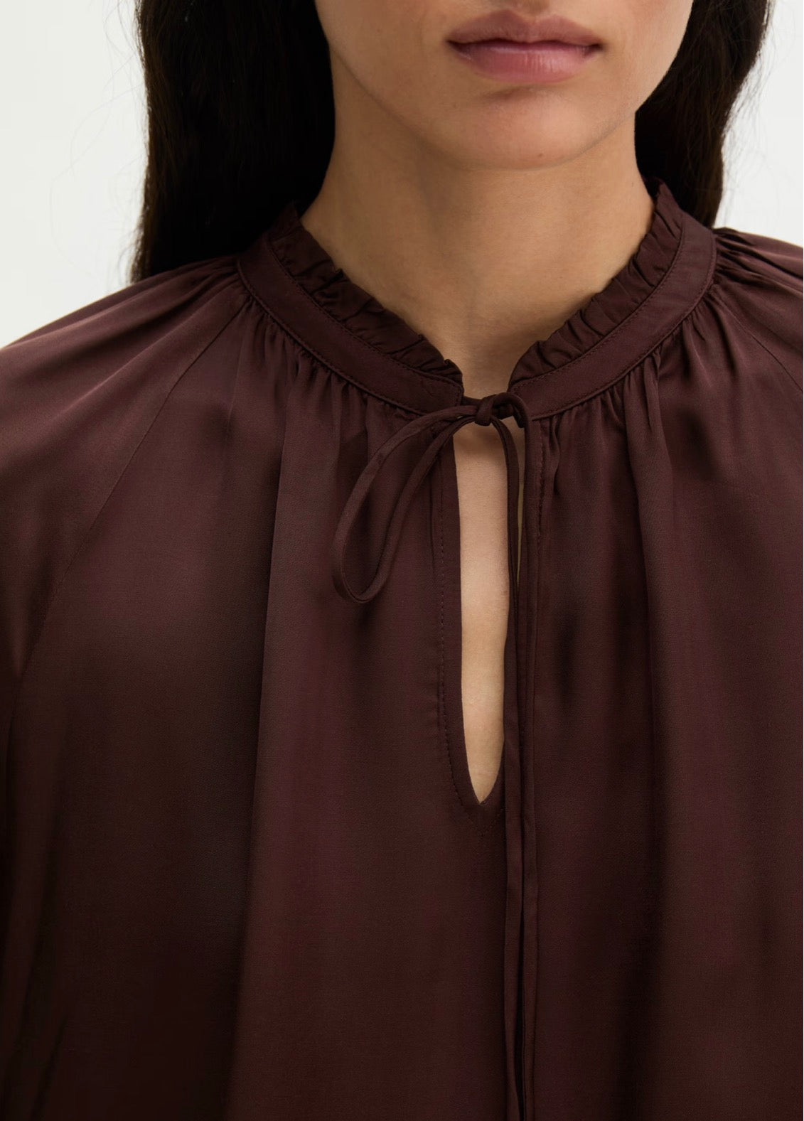 Relaxed Satin Dark Cherry Blouse