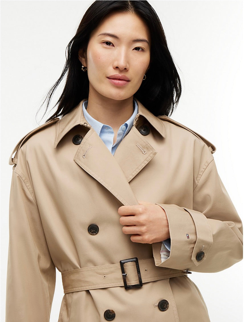 Water Repellent Relaxed Short Trench Coat