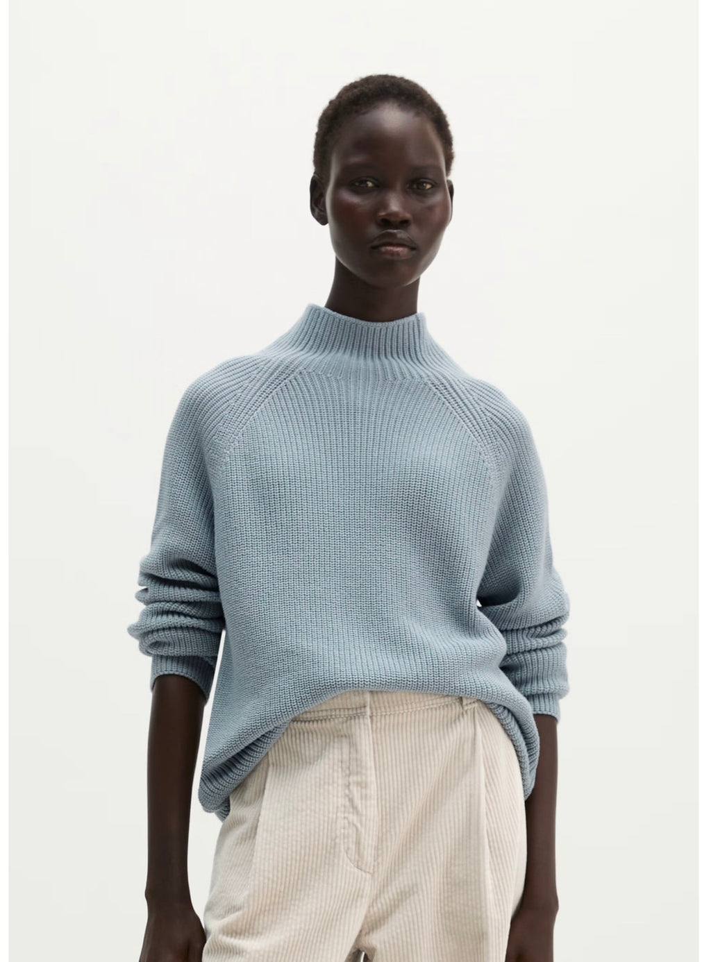Glacial Blue Ribbed Turtleneck Knit