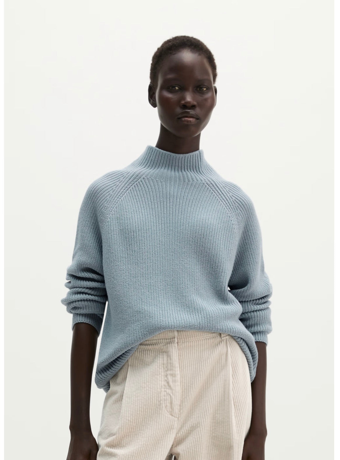 Glacial Blue Ribbed Turtleneck Knit