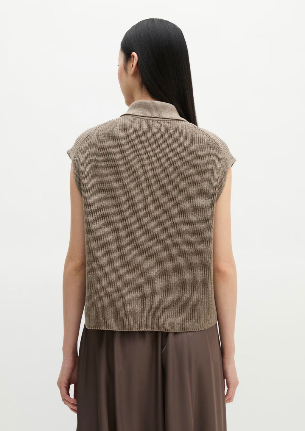 The Relaxed Stone Taupe Button Vest Knit