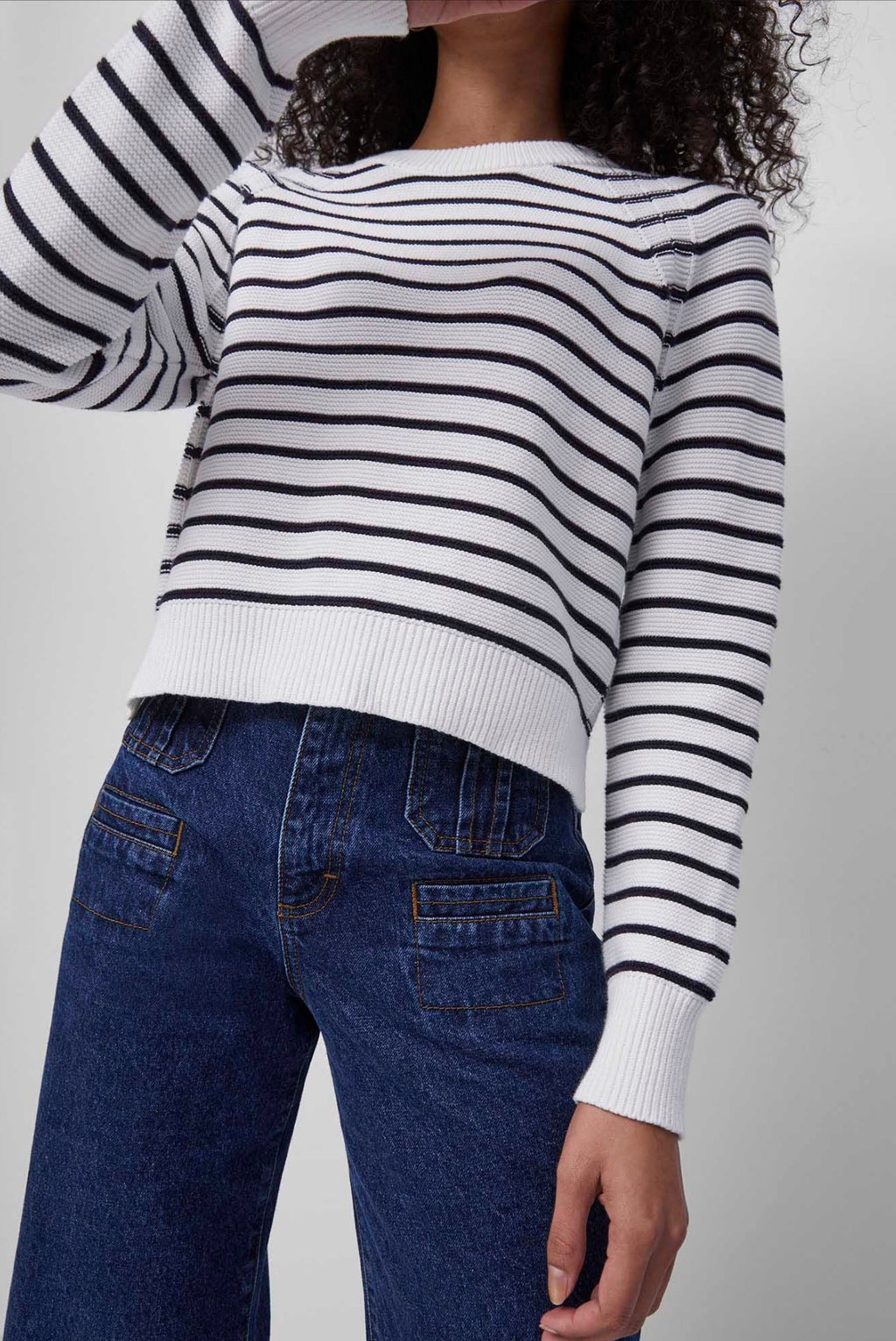 The Stripe Utility Blue and White Lily Knit
