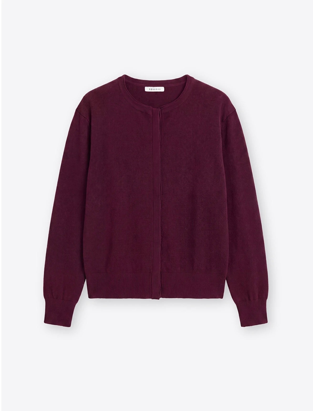 Burgundy Cashmere Blend Crew Cardigan