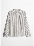 Off-White Multi Stripe Collarless Blouse