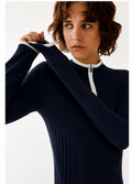 The Navy Trim Half Zip Knit