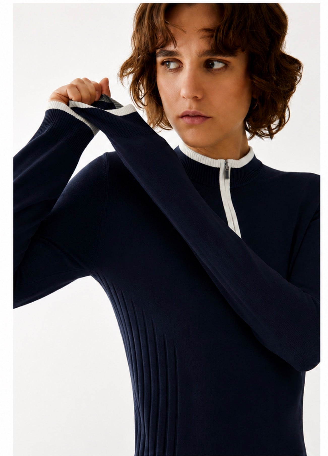 The Navy Trim Half Zip Knit