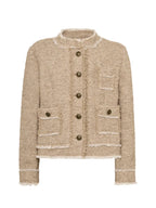 The Chilli Nude Trimmed Boucle Jacket
