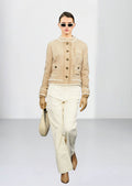 The Chilli Nude Trimmed Boucle Jacket