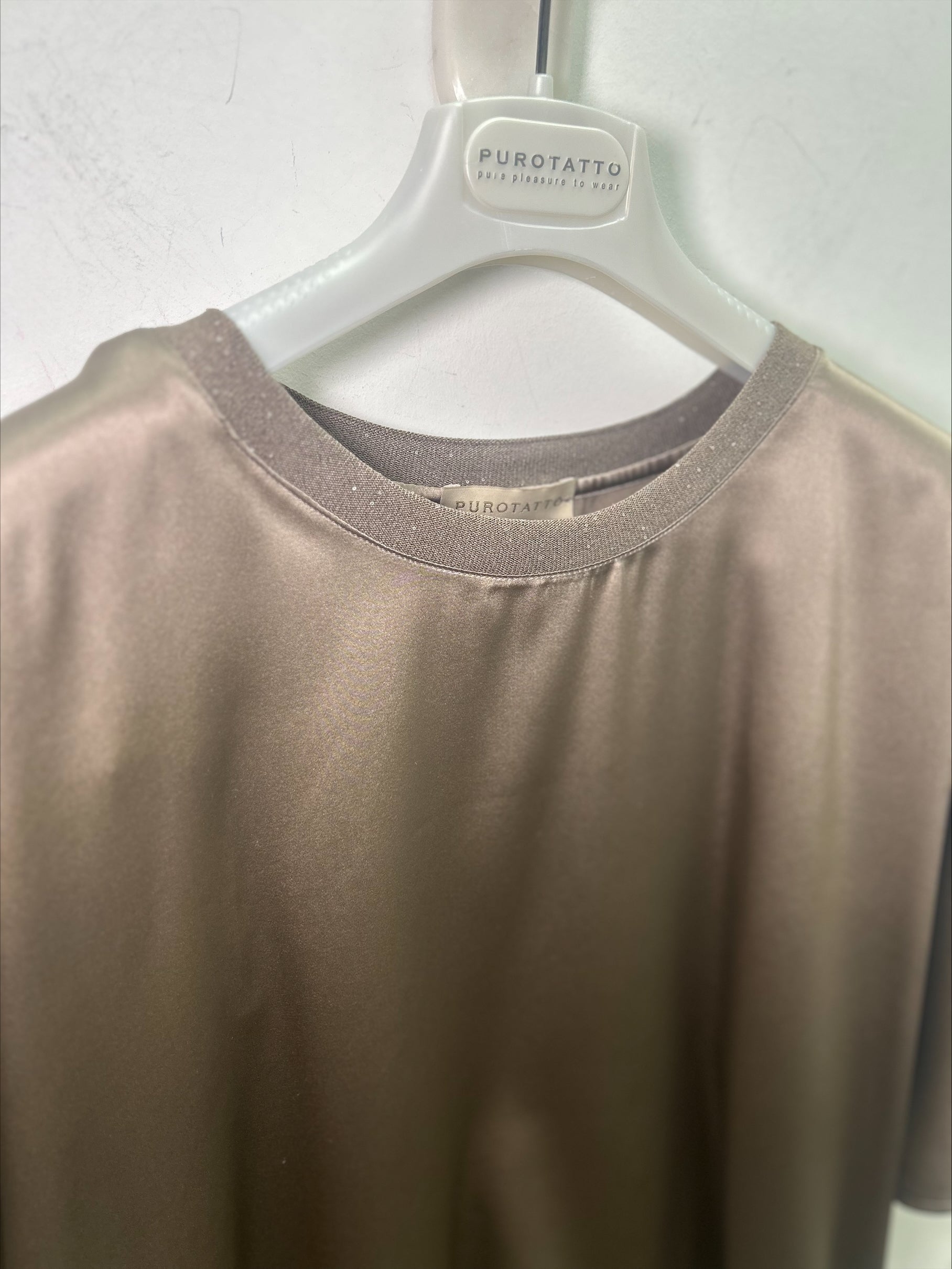 Satin Dark Rose Blush Short Sleeve Top