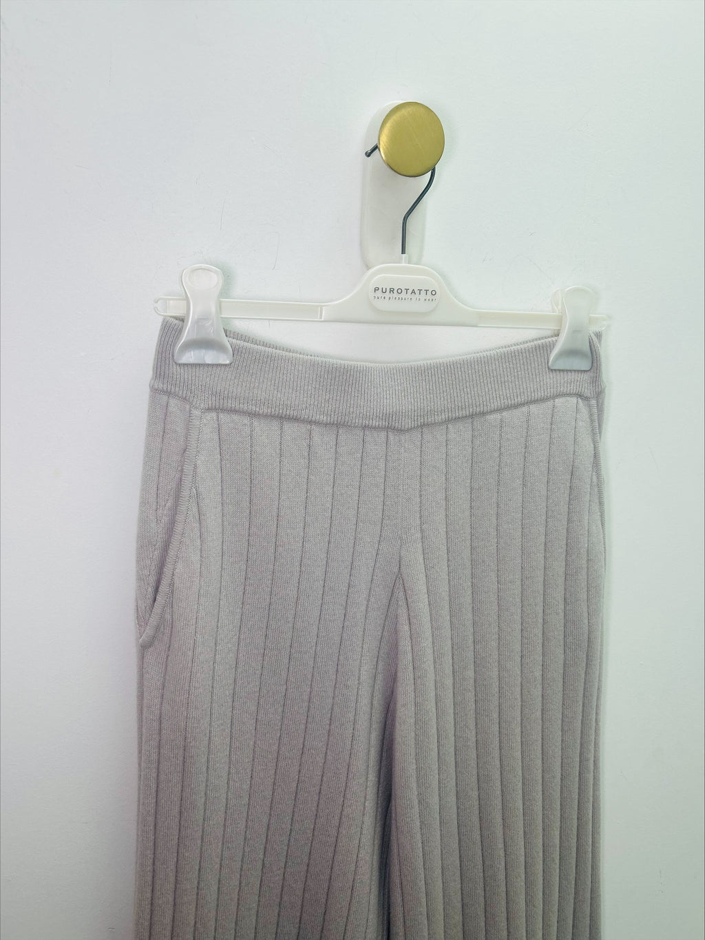 Lilac Ribbed Cashmere Lounge Trousers