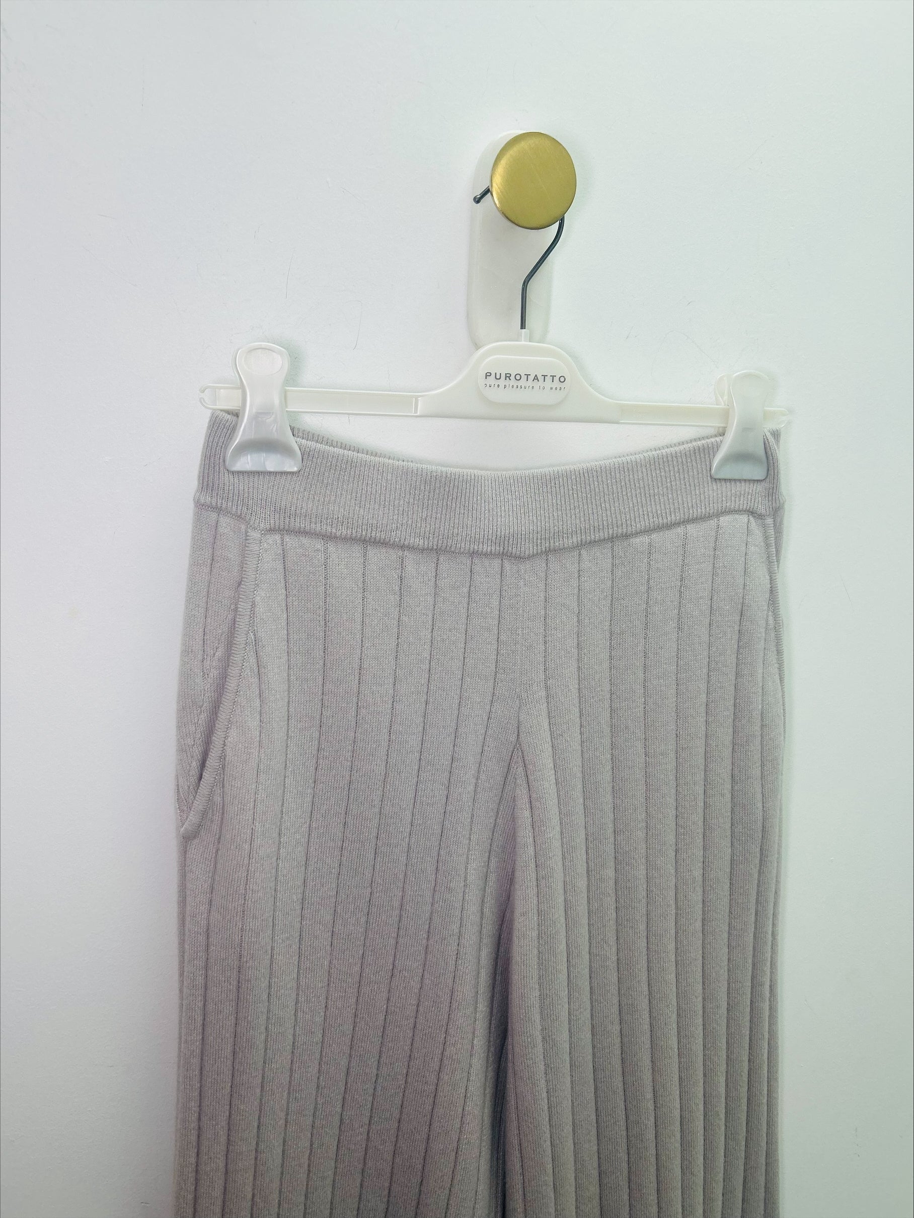 Lilac Ribbed Cashmere Lounge Trousers