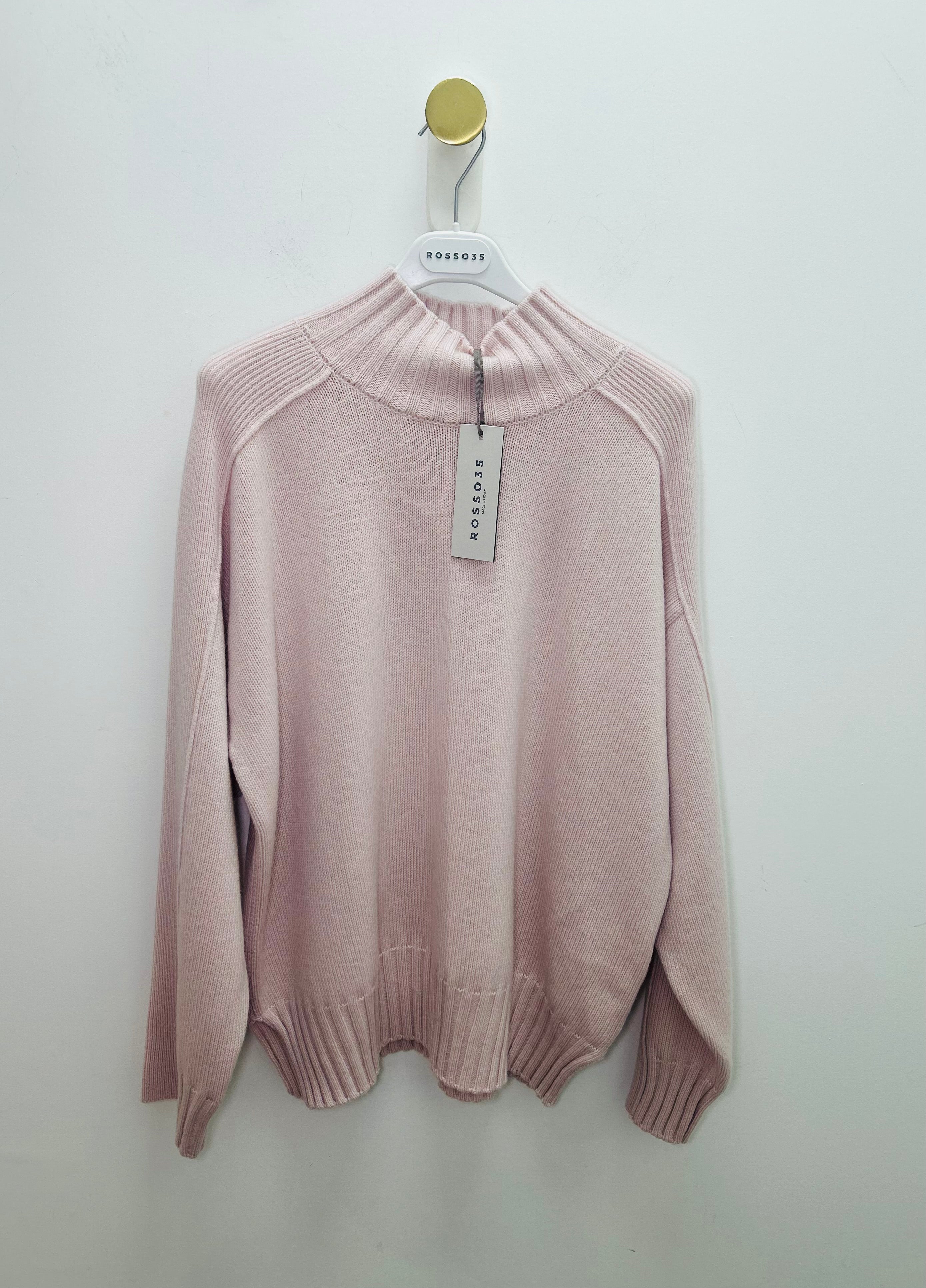 Baby Pink High Neck Chunky Knit