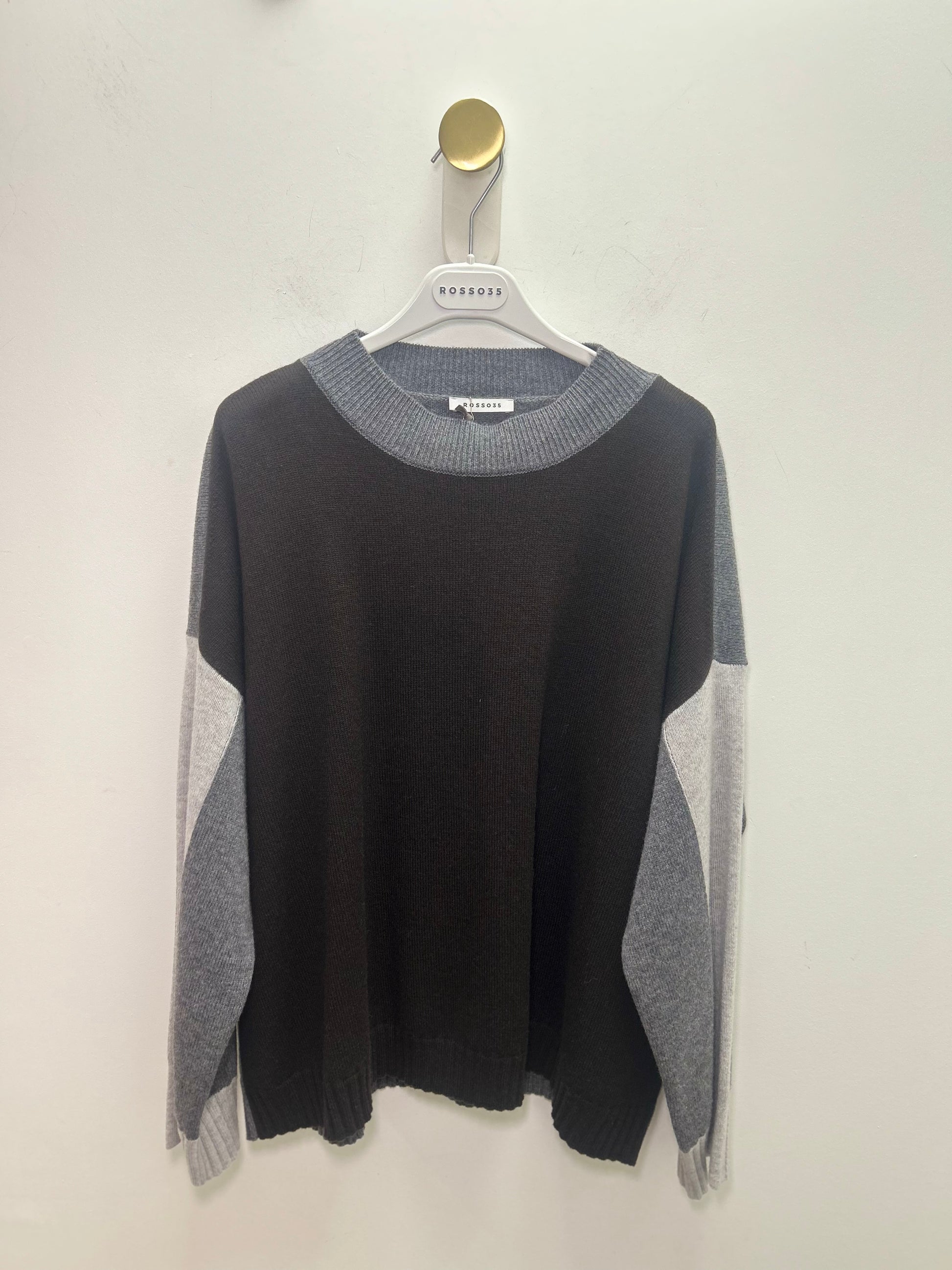 The Grey and Chocolate Colourblock Knit