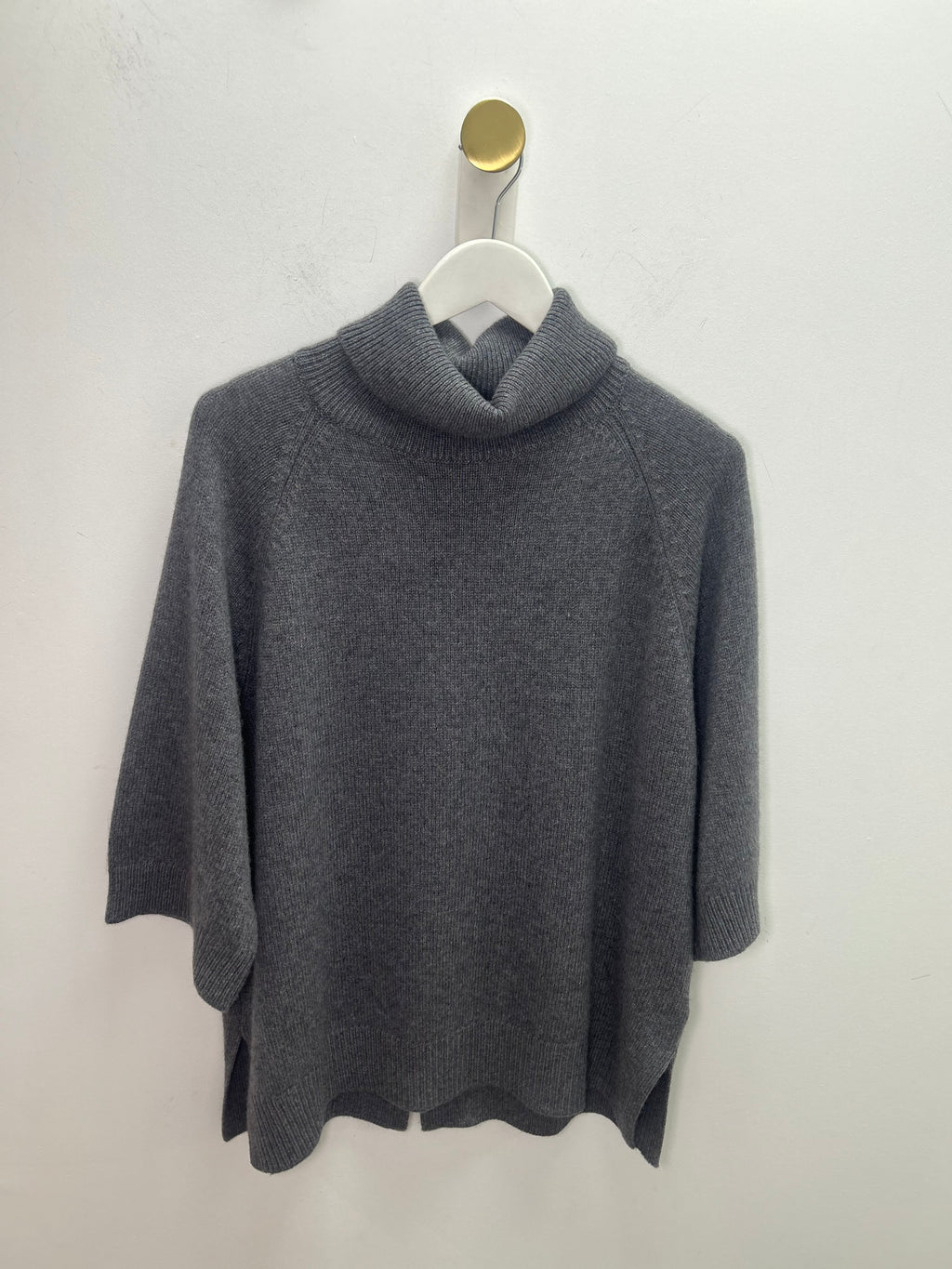 Dark Grey Rollneck Short Sleeve Oversized Knit