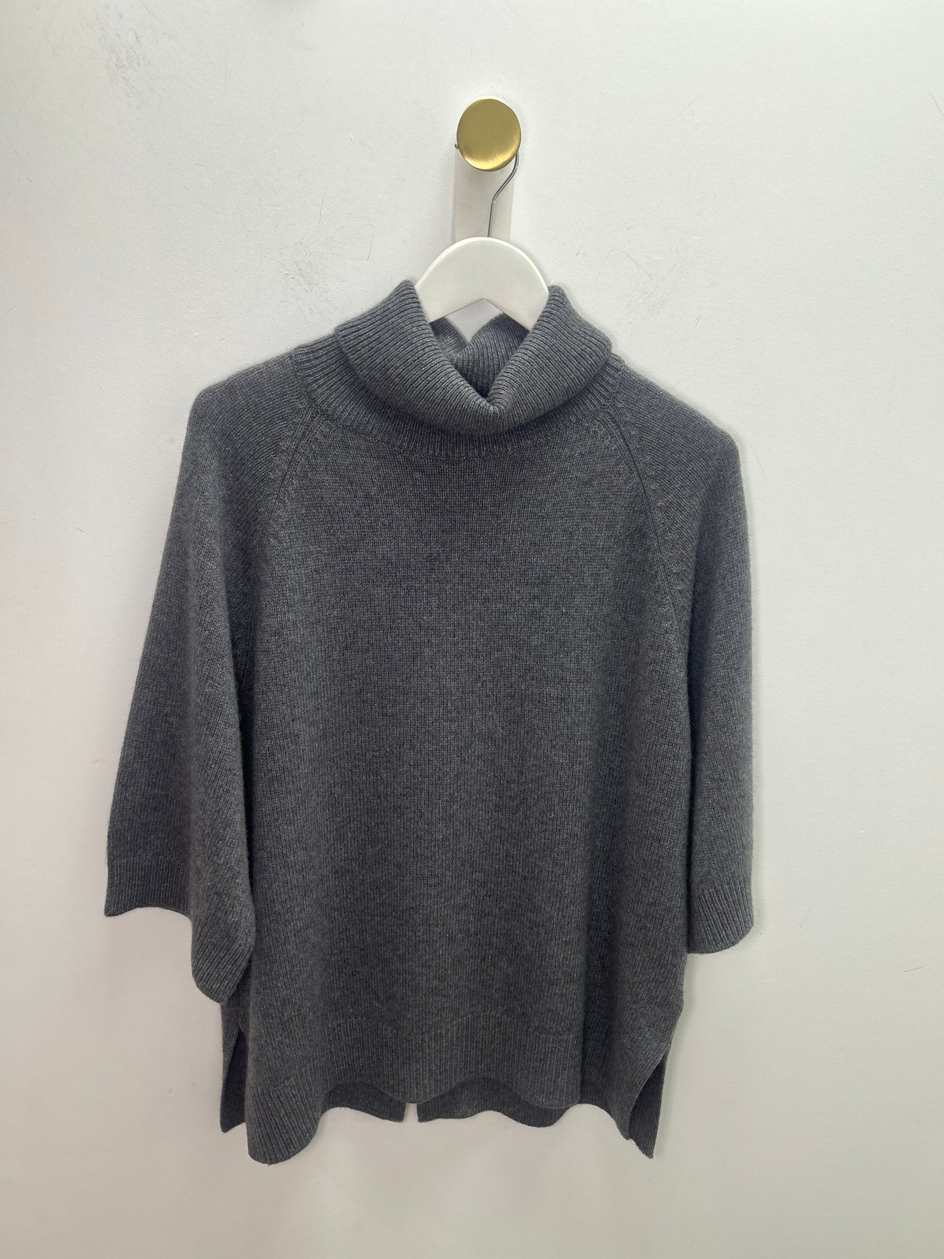 Dark Grey Rollneck Short Sleeve Oversized Knit