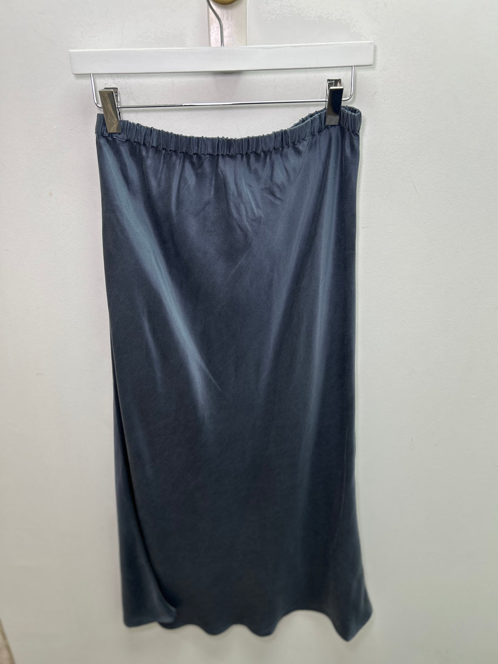 The Alba Slate Teal Satin Silk Skirt