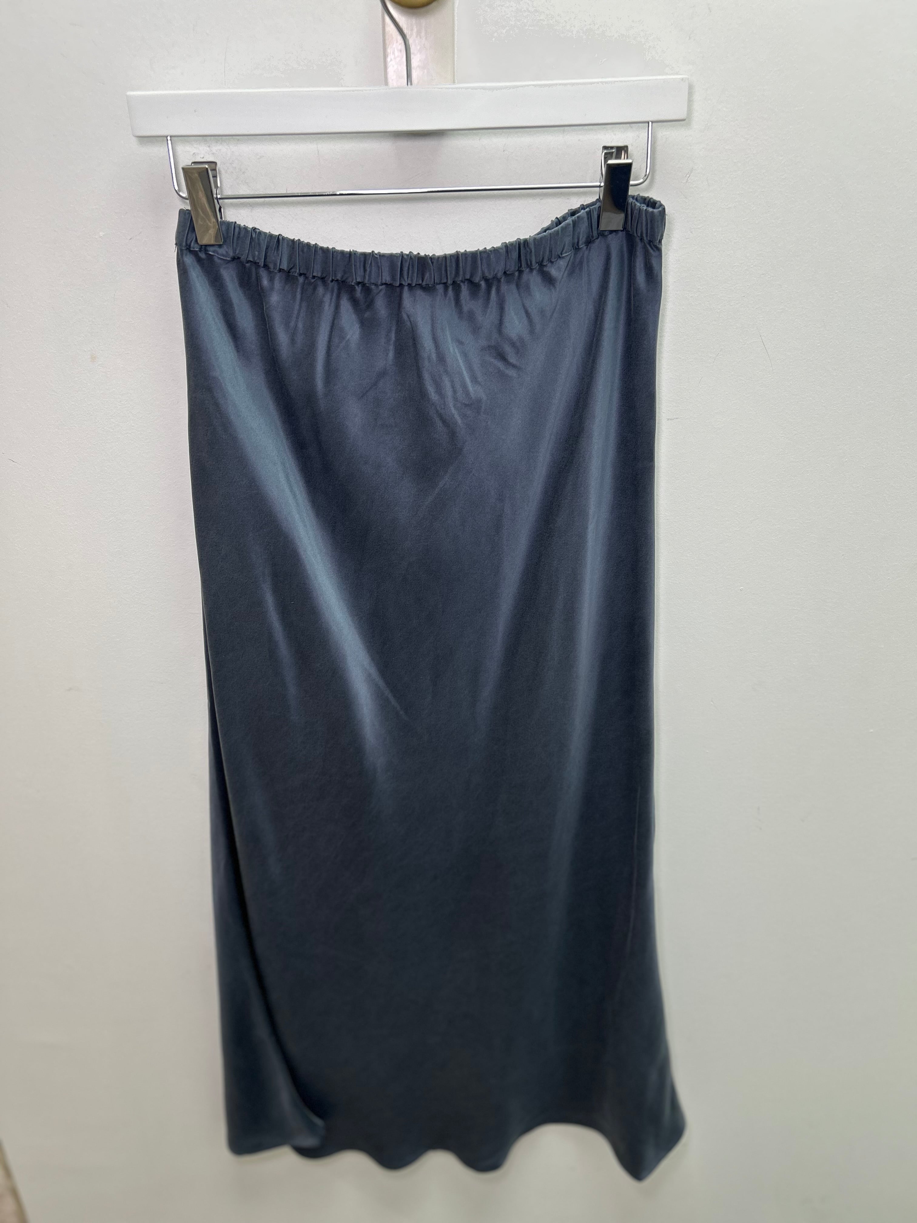 The Alba Slate Teal Satin Silk Skirt