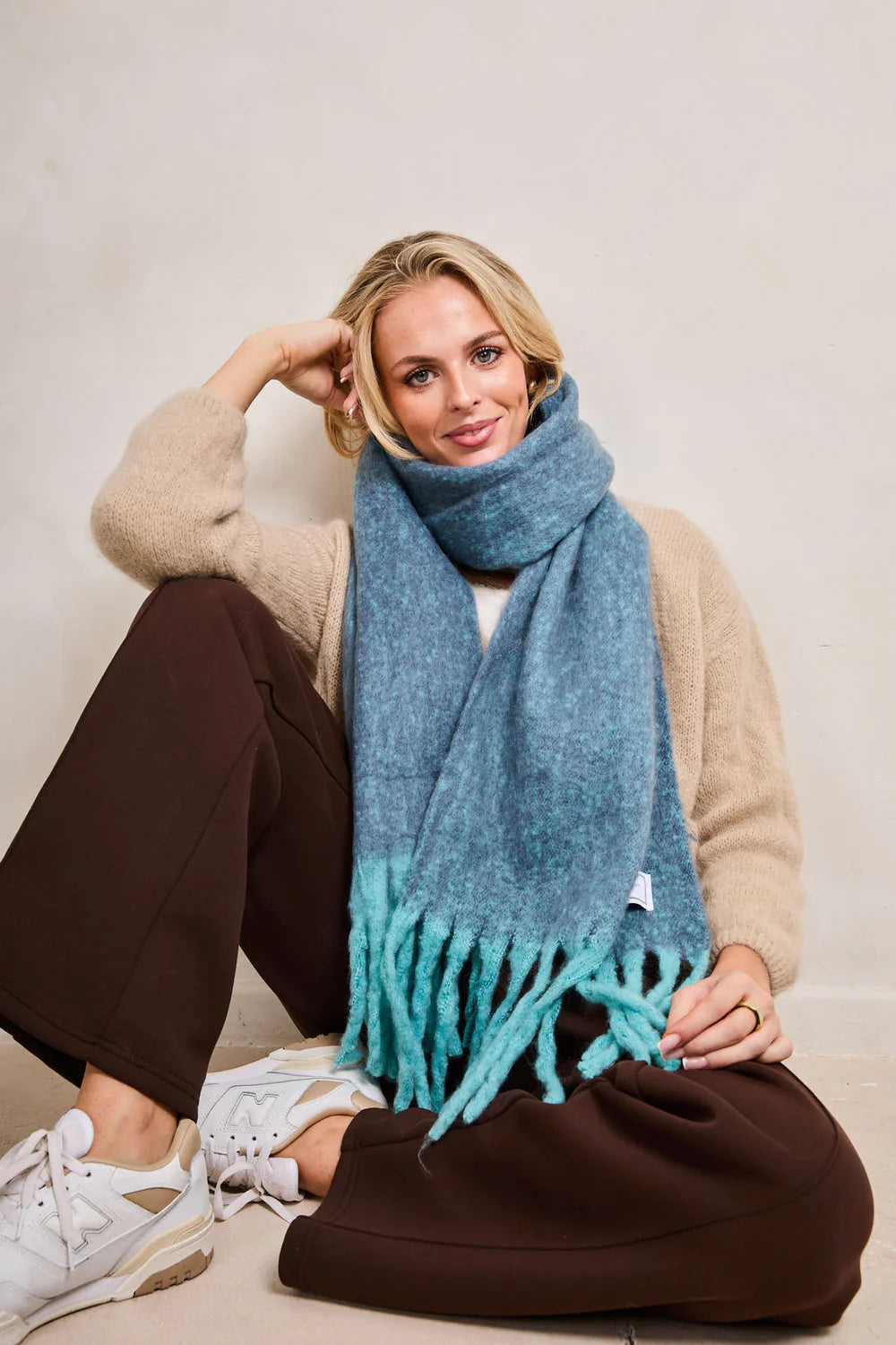 Elie B Winter Scarf in Tonal Blue