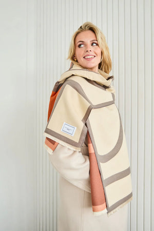 Elie Beaumont Winter Grey Cream Pattern Scarf