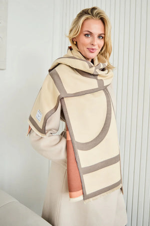 Elie Beaumont Winter Grey Cream Pattern Scarf