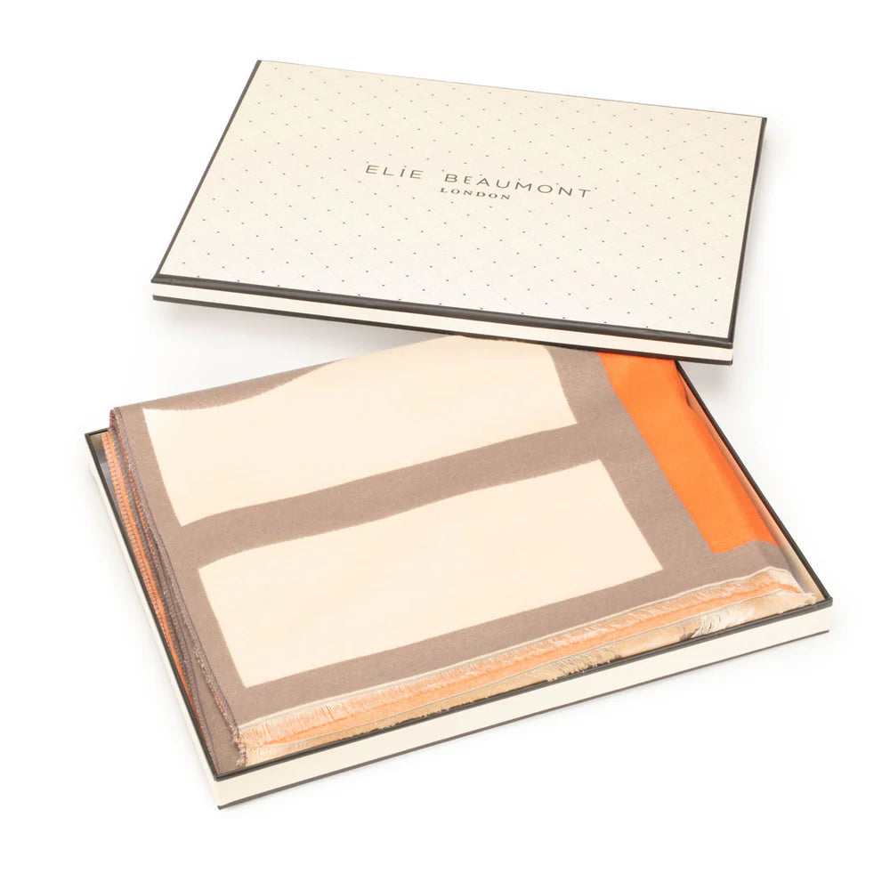 Elie Beaumont Winter Grey Cream Pattern Scarf