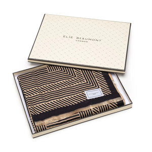 Elie Beaumont Black and Sand Geometric Scarf