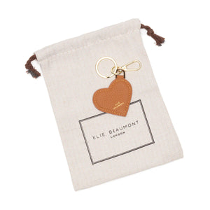 Tan Leather Heart Keyring