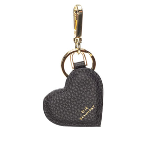 Black Leather Heart Keyring